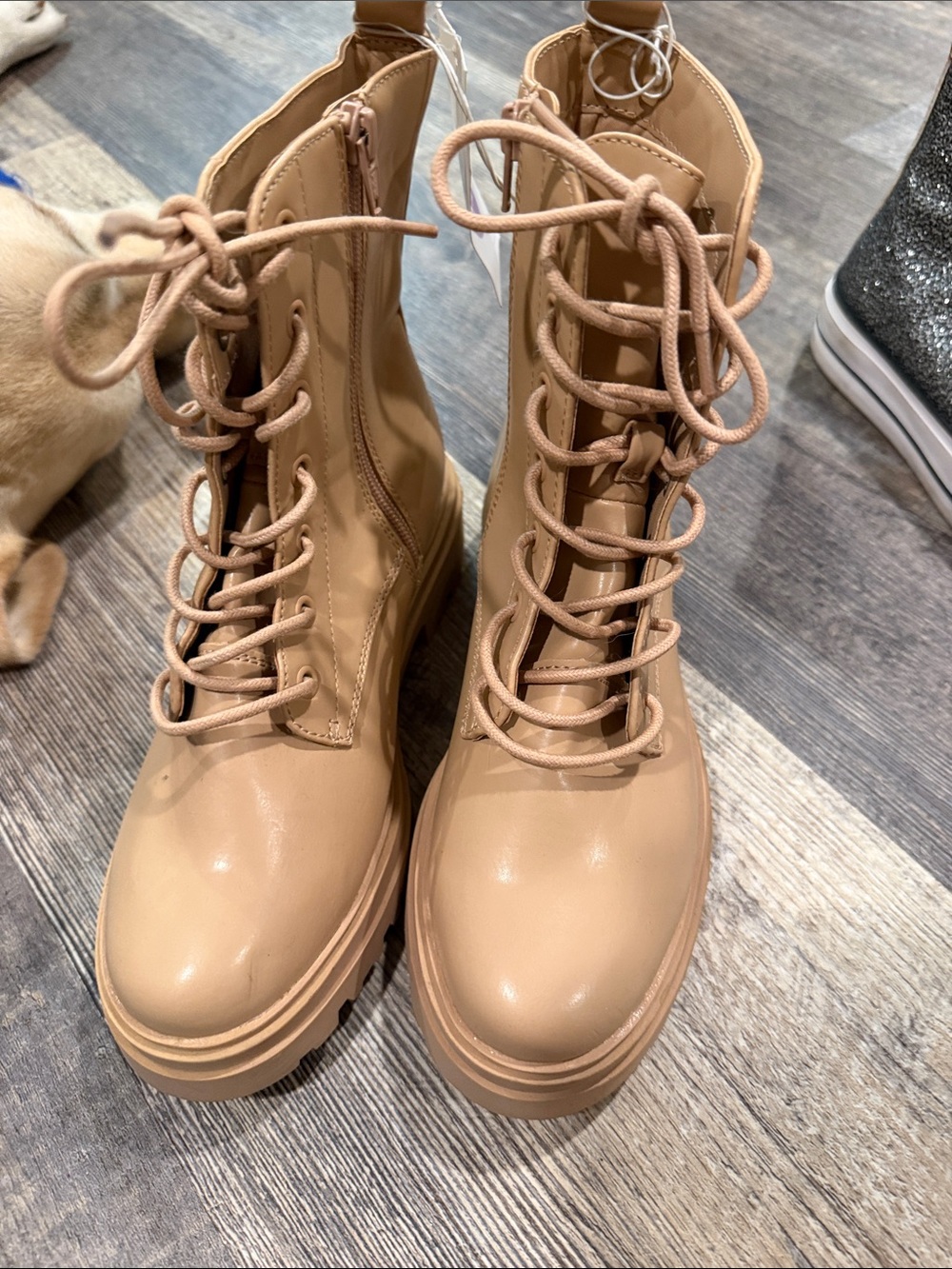 a new day Tan Lace-Up Platform Combat Boots
